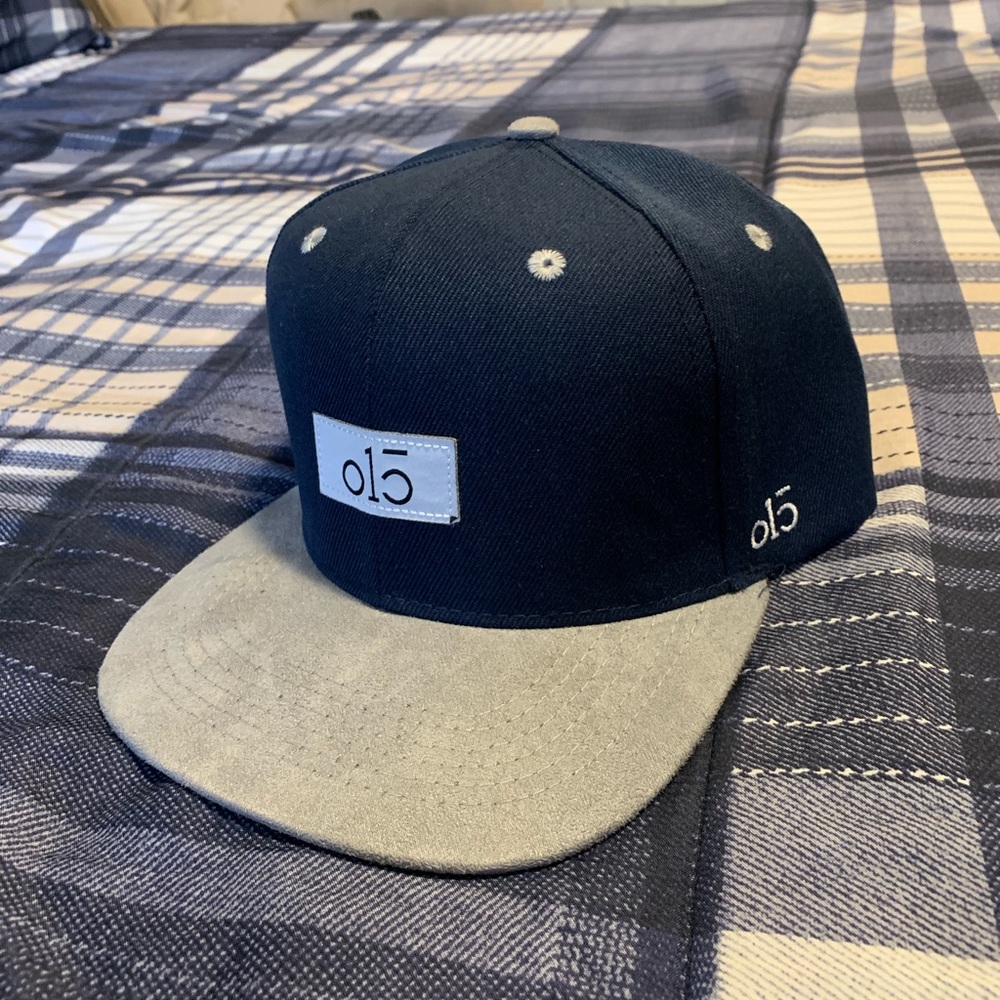 Blue and grey hat